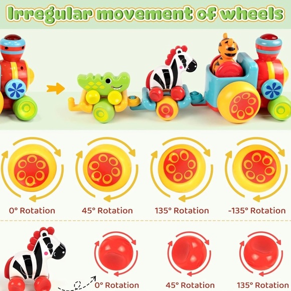 New Red and Yellow Musical Toy Car Set with Animal Designs - Picture 10 of 11